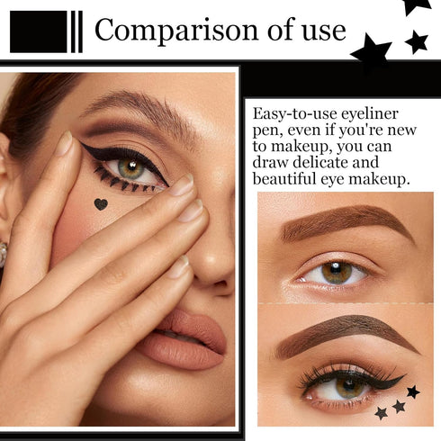 Double Side Liquid Winged Eyeliner Stamp,Smudge Proof Waterproof Eyeliner Pen Set,Long-Lasting Eye Liner Face Makeup,Star Flowers Hearts Triangle ...